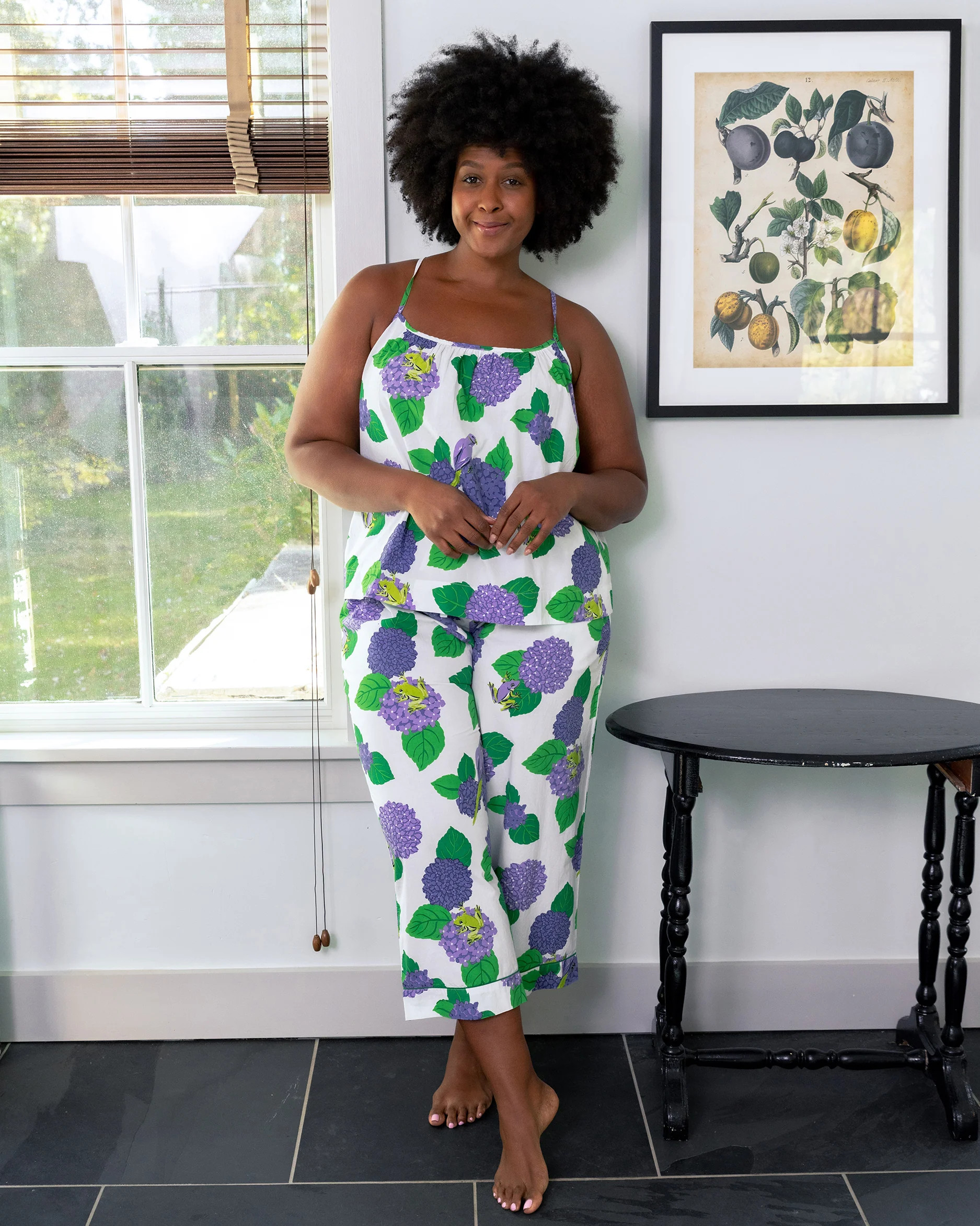 Hydrangea Hideaway - Cami Cropped Pants Set - Cloud | Printfresh