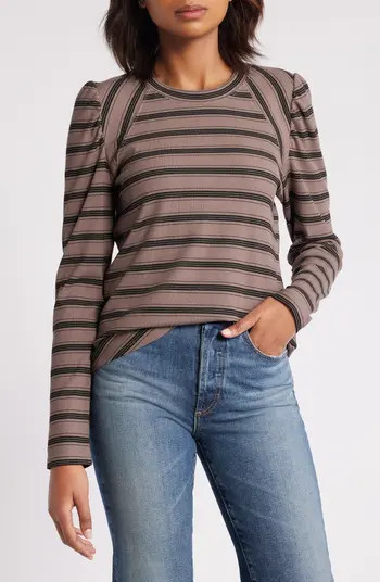 Wit & Wisdom Stripe Puff Shoulder Knit Top | Nordstrom | Nordstrom