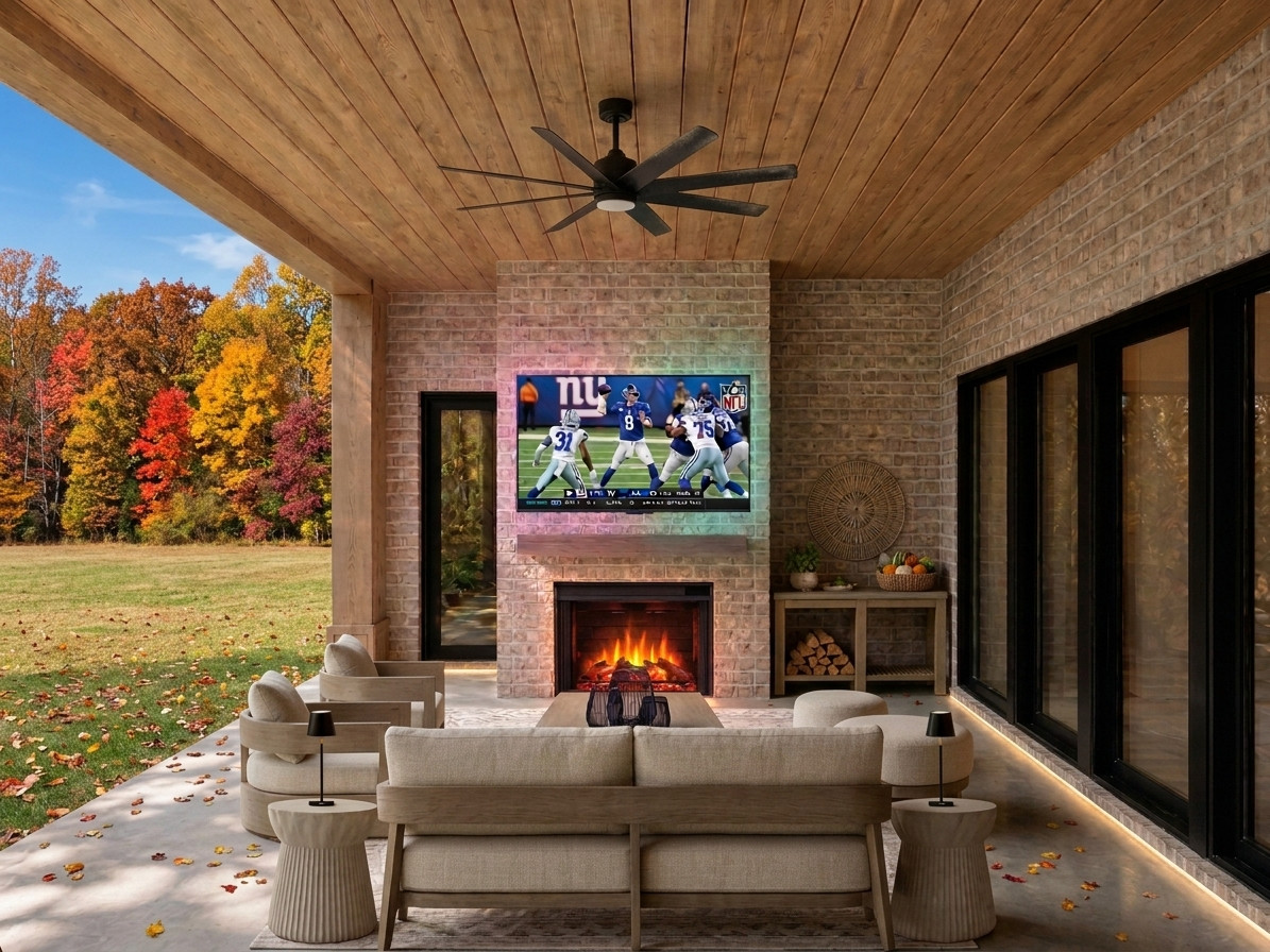 Fall breeze, football on the screen, and the cozy back patio setup of my dreams 🍂🏈 Ready to spend every weekend right here! Shop this look now.  

 