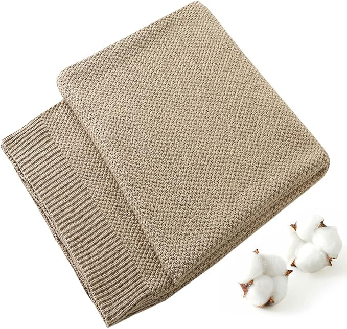 TREELY 100% Cotton Throw Blanket 50"x60" Khaki | Amazon (US)