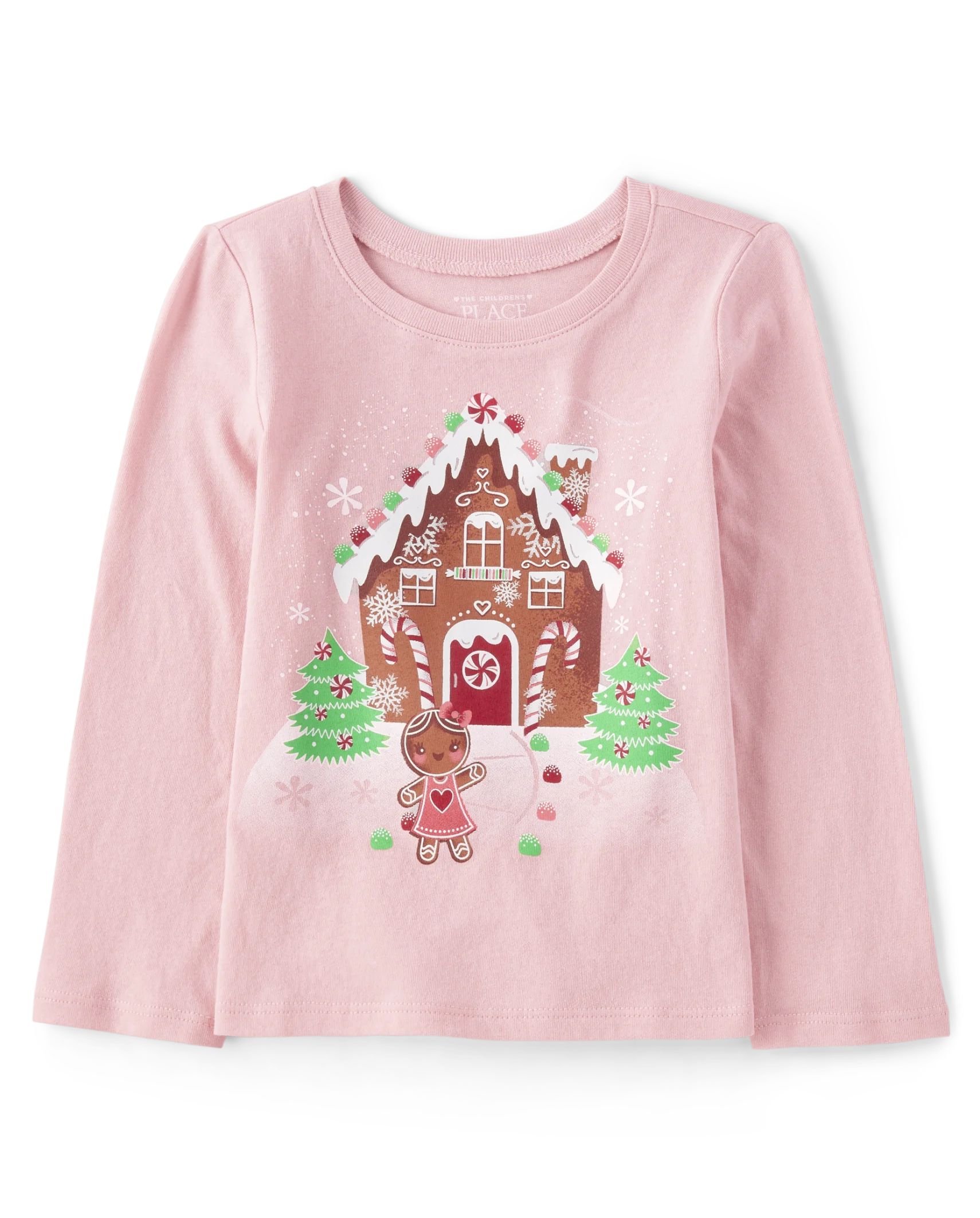 Baby And Toddler Girls Christmas Long Sleeve Gingerbread House Graphic Tee | The Children's Place... | The Children's Place