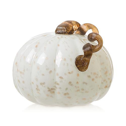 Glitzhome 8.5in. D Golden and White Glass Pumpkin | HSN