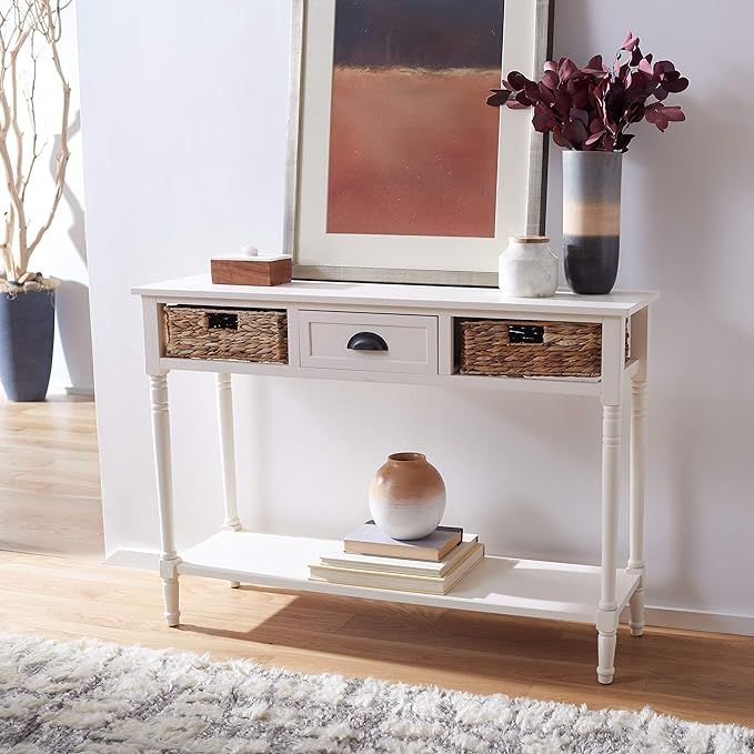 Safavieh Home Collection Christa Distressed White 3-Drawer Storage Console Table, Distressed/Whit... | Amazon (US)