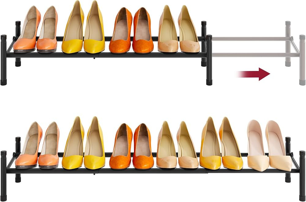 Tajsoon Metal Expandable Shoe Rack, 1 Tier Black 28"-41" | Amazon (US)