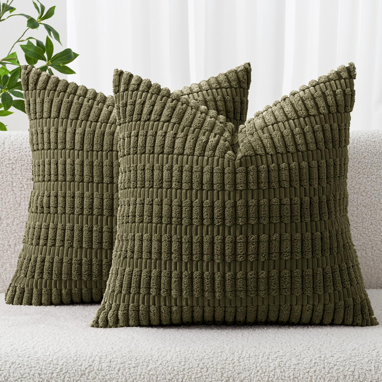 MIULEE Pack of 2 Spring Corduroy Decorative Euro Sham Throw Pillow Covers 24x24 Inch Soft Boho St... | Amazon (US)