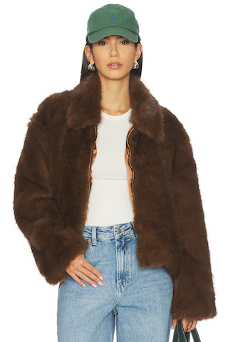 Sylvie Zip Faux Fur Jacket in Chocolate | Revolve Clothing (Global)