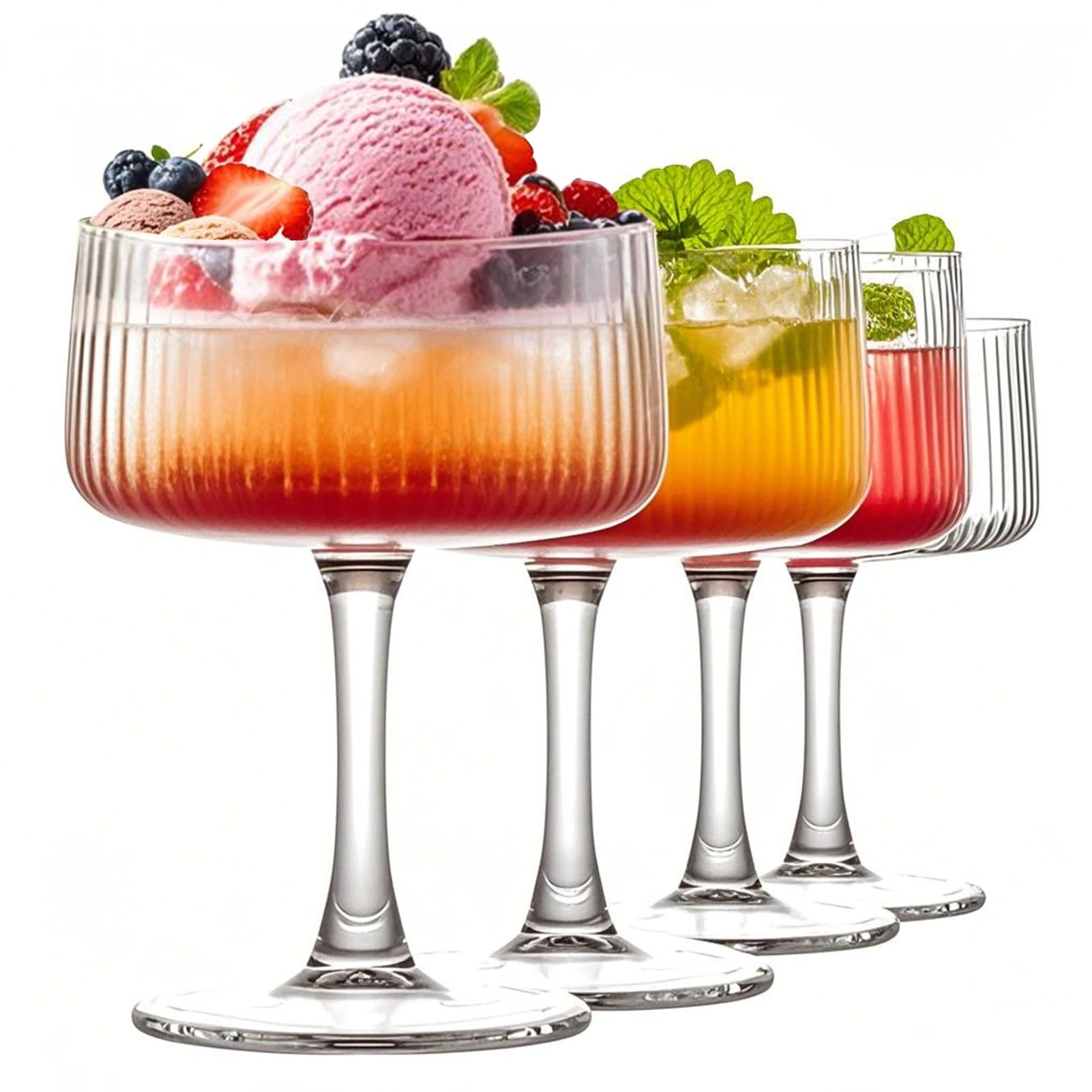 Martini Glasses, Crystal Coupe Glasses 8Oz Cocktail Glasses Set of 4, Large and Fancy Cocktail Gl... | Amazon (UK)