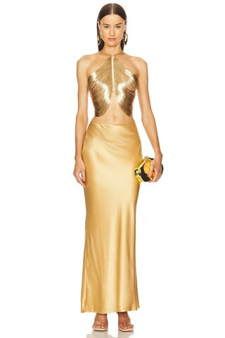 The Caldera Clutch in Shiny Gold | Revolve Clothing (Global)