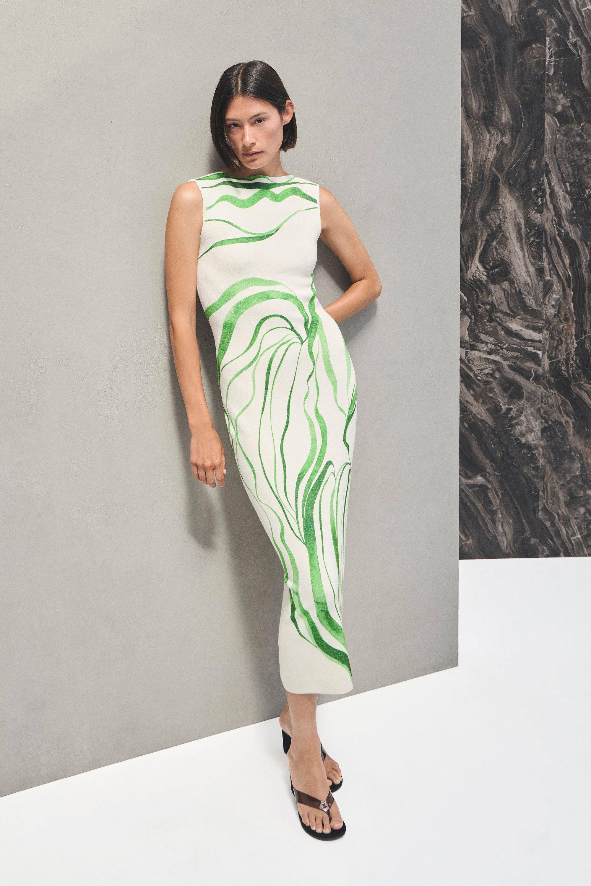 Abstract Print Knitted Maxi Dress | Karen Millen UK + IE + DE + NL