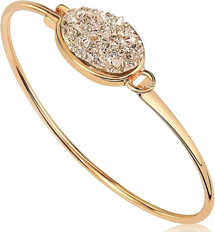 Humble Chic Simulated Druzy Cuff Bracelets for Women - Boho Stackable Bangle Bracelet, Plated in ... | Amazon (US)