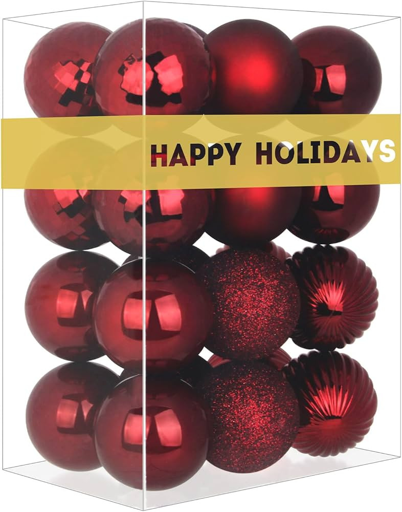 Maroon 3.2" Large Christmas Balls - Christmas Tree Decoration Ornaments Shatterproof Hanging Ball... | Amazon (US)