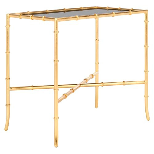 SAFAVIEH Home Collection Chandler Accent Table, Gold Cross Base with Black Glass Top, Fully Assembled (FOX2513A) | Amazon (US)