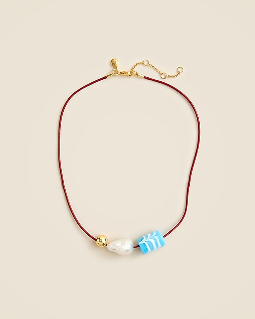 Beaded leather cord necklace | J. Crew US