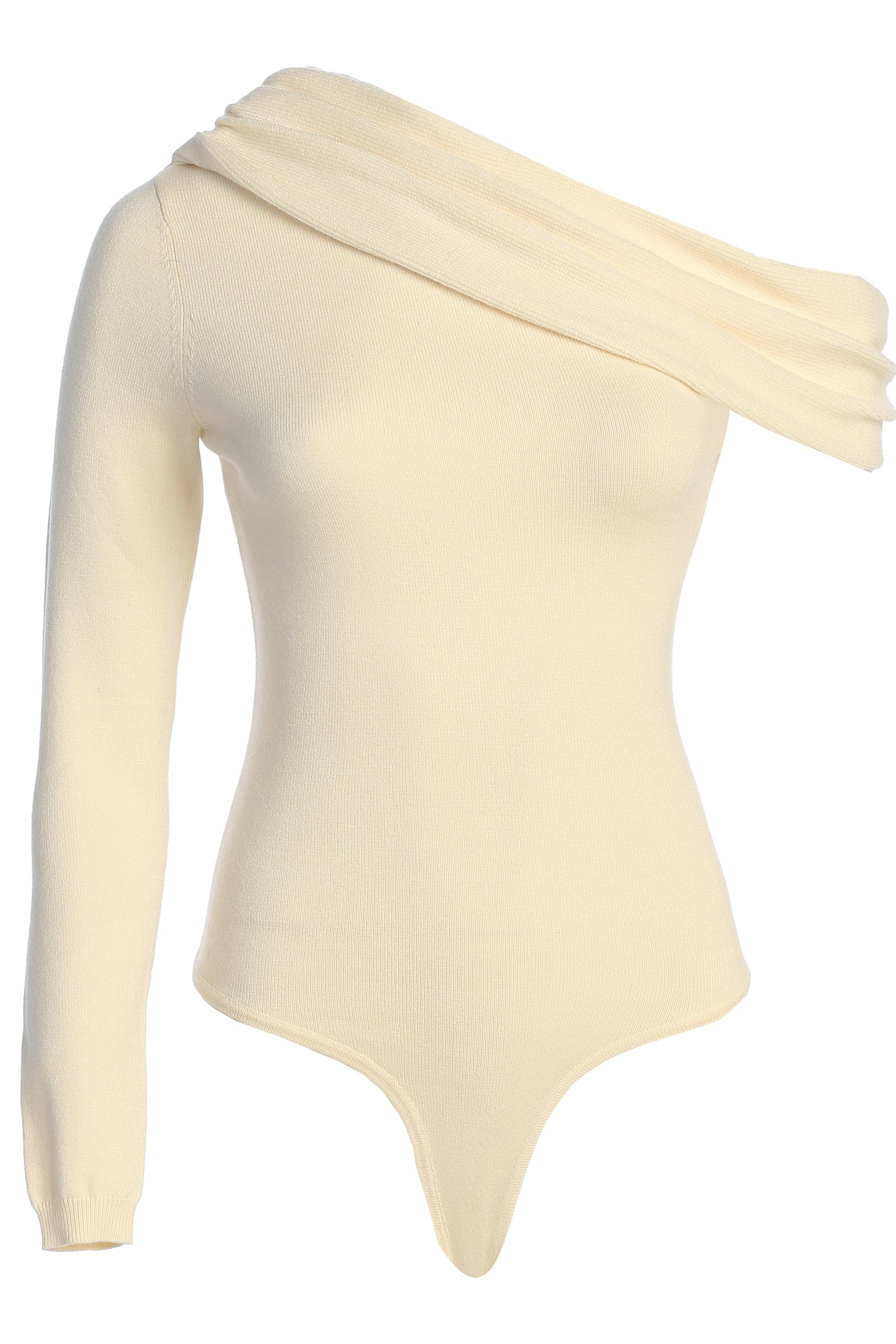 Ivory Zoie Knit One Shoulder Bodysuit | JLUXLABEL
