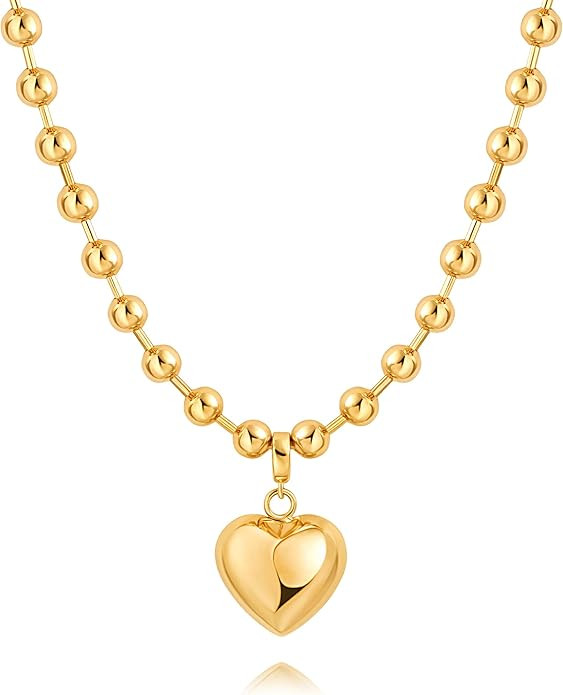 18k Gold Chain Link Necklace for Women, Baroque Pearl/Compass Pendant Necklace | Amazon (US)