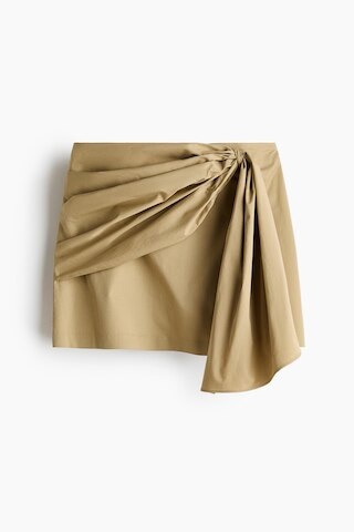 H & M - Tie-Detail Twill Skirt - Beige | H&M (US + CA)