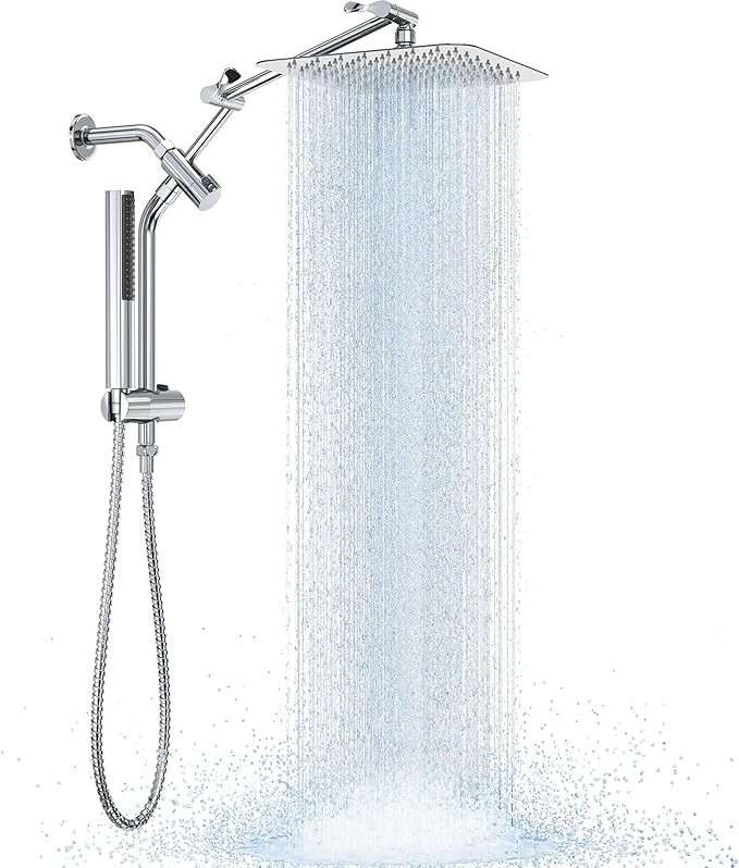 Veken 10" Luxurious All Metal Rain Shower Head with Handheld Spray Combo, High Pressure Rainfall ... | Amazon (US)