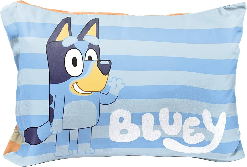 Jay Franco Bluey Hello 1 Single Reversible Pillowcase - Double-Sided Kids Super Soft Bedding (Off... | Amazon (US)