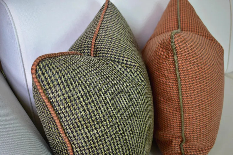 Modern Linen Throw Pillow Cover, Contrast Piping, All Sizes | Etsy (US)