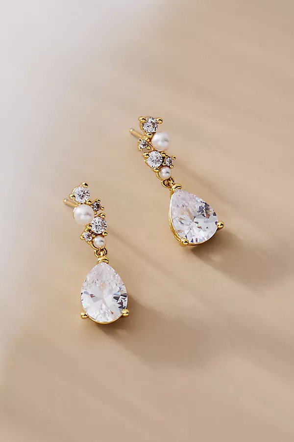 Crystal Pearl Cluster Drop Earrings | Anthropologie (US)