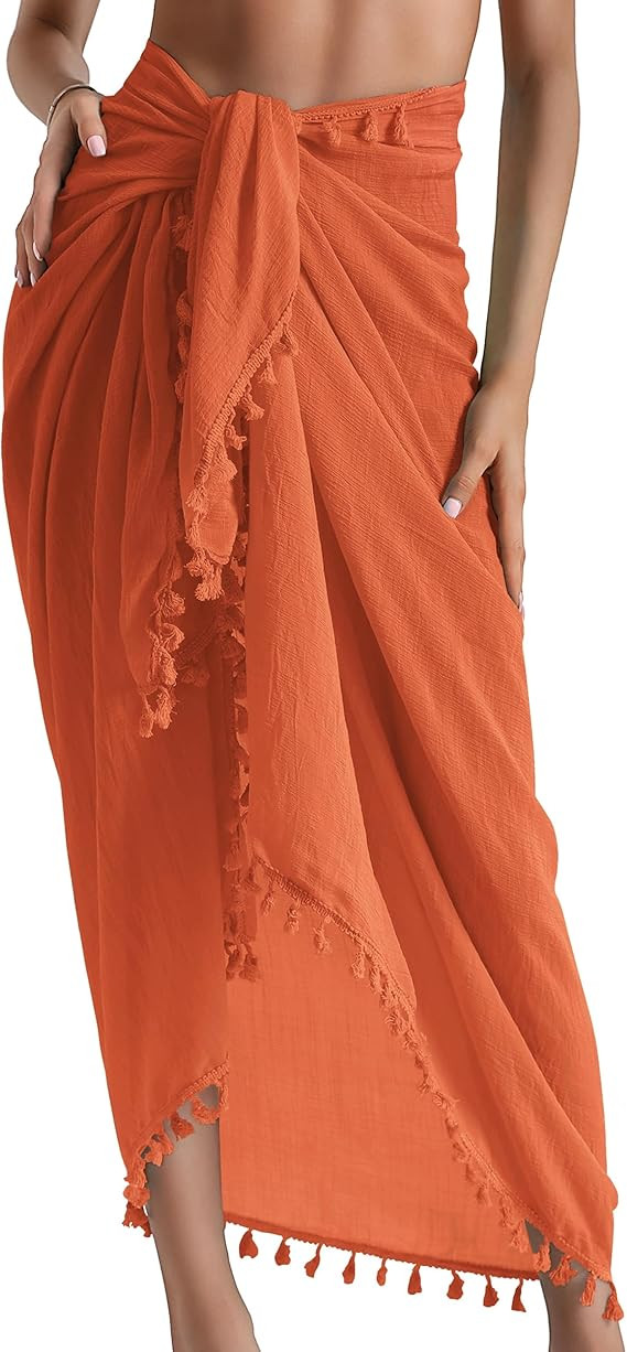 Sarong Cover Up Womens Beach Cover Up Bikini Bathing Suit Swimsuit Scarf Swimwear Coverup Sarong ... | Amazon (US)