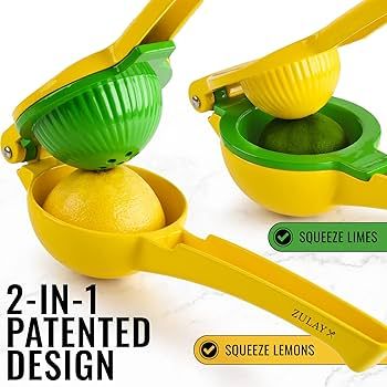 Zulay Metal 2-In-1 Lemon Lime Squeezer - Hand Juicer Lemon Squeezer Gets Every Last Drop - Max Ex... | Amazon (US)