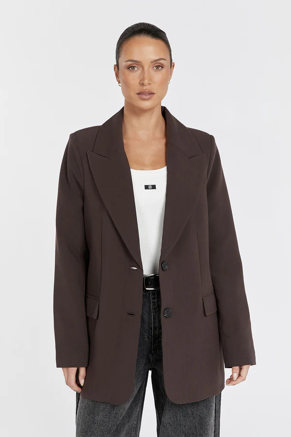 ELLE DARK CHOCOLATE BLAZER | DISSH