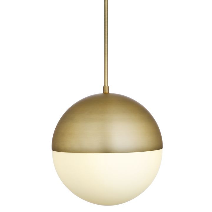 Powell LED 14" Aged Brass Globe Pendant | Lights.com