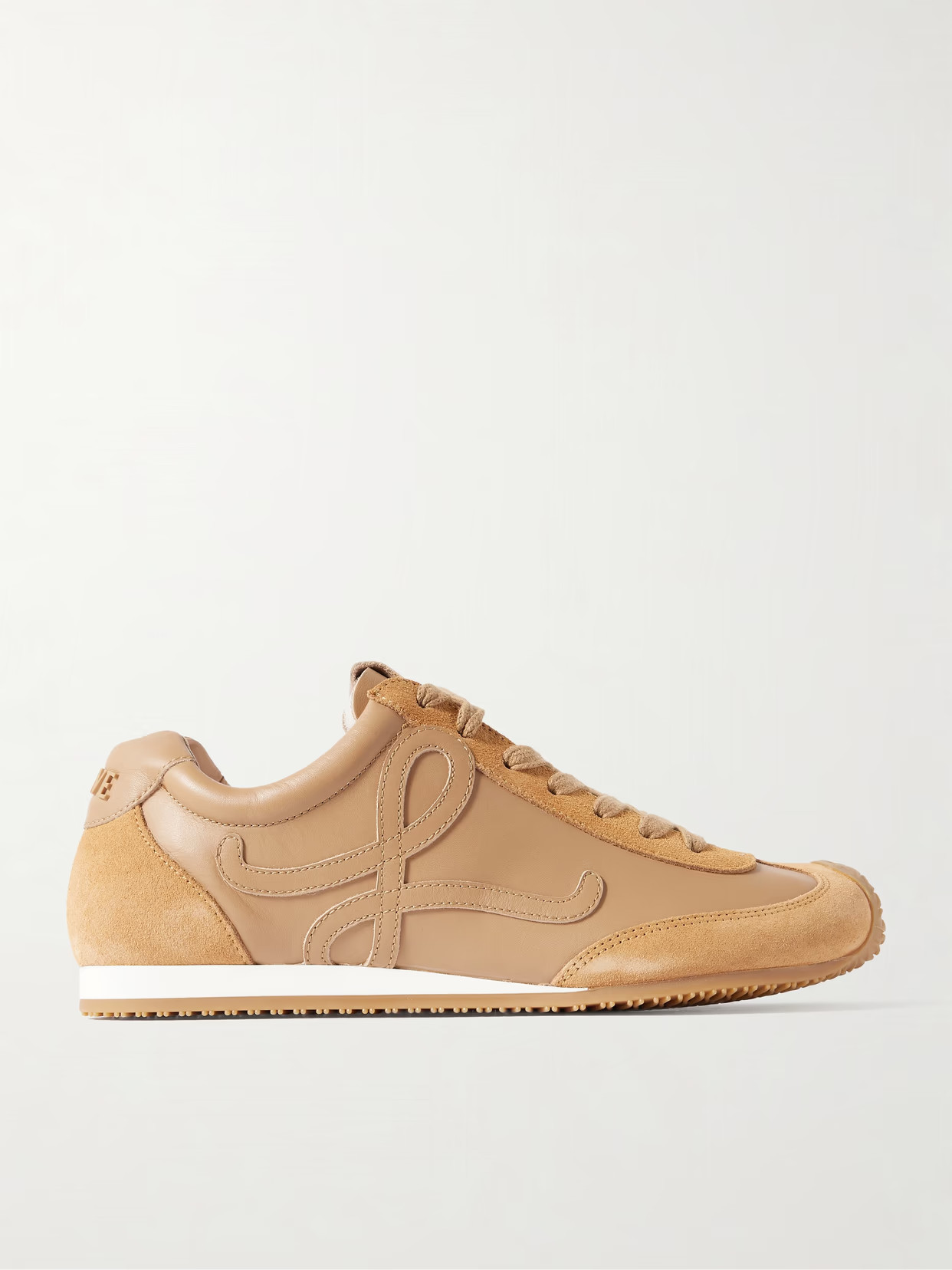 LOEWE - Ballet Runner 2.0 Logo-appliquéd Leather And Suede Sneakers - Neutrals | NET-A-PORTER (US)