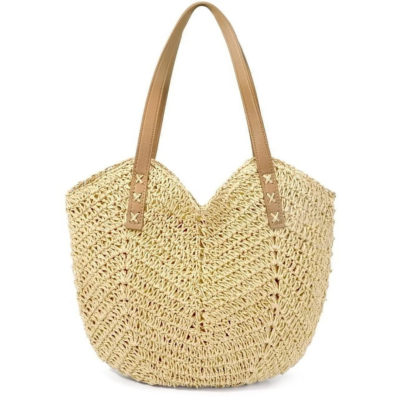 Chak’s Choice Women's Casual Straw Shoulder Handbag, Beige - Walmart.com | Walmart (US)