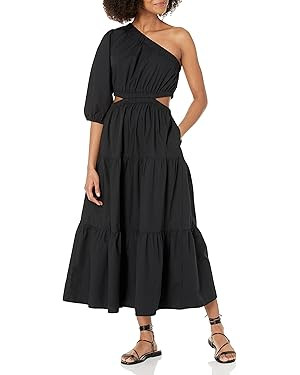 The Drop Women's April One Shoulder Cut-Out Tiered Midi Dress | Amazon (US)