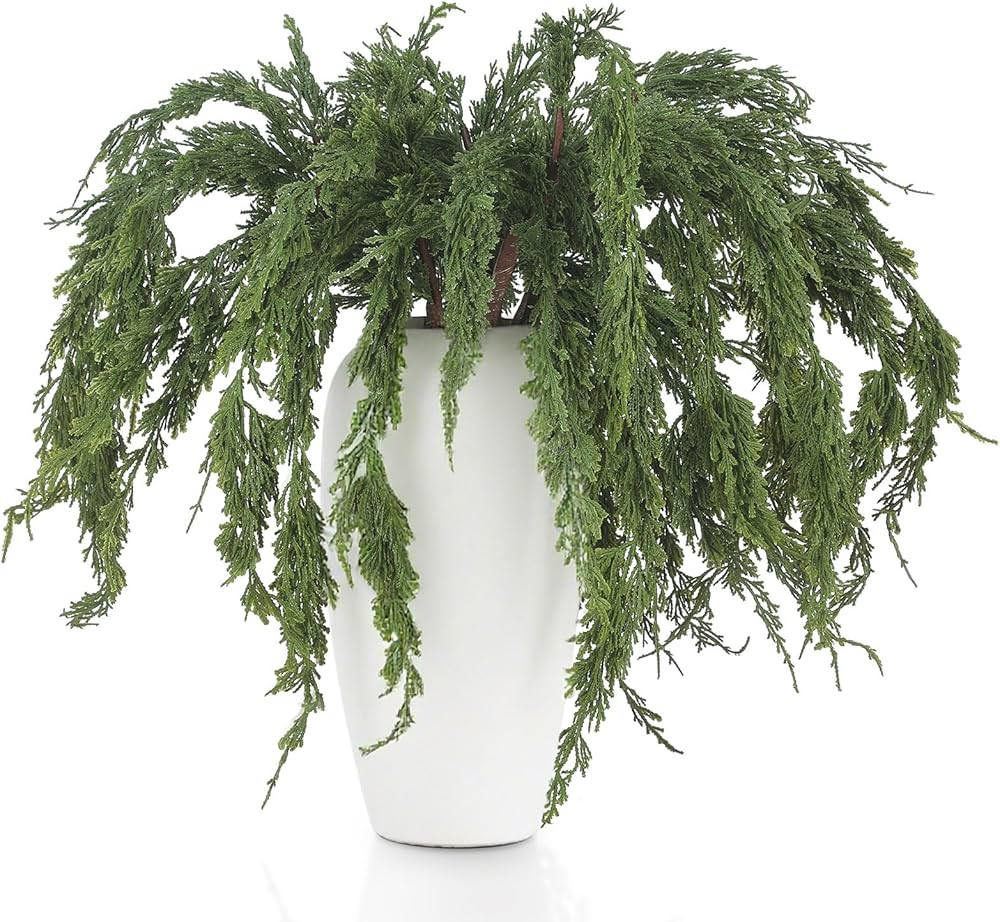 Jutom 6 Pcs Christmas Cedar Pine Branches - 35.4'' Artificial Greenery Cedar Stems Christmas Faux... | Amazon (US)