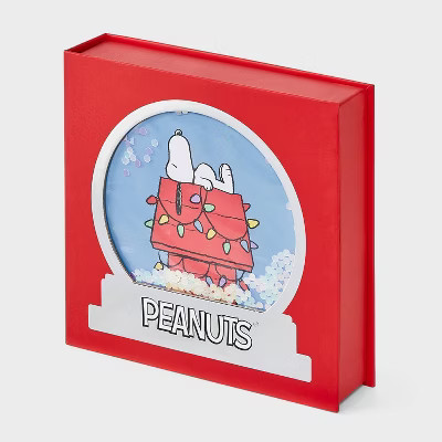 Women's Peanuts Snow Globe Box of Cozy Embroidered Crew Socks - White/Blue 4-10 | Target