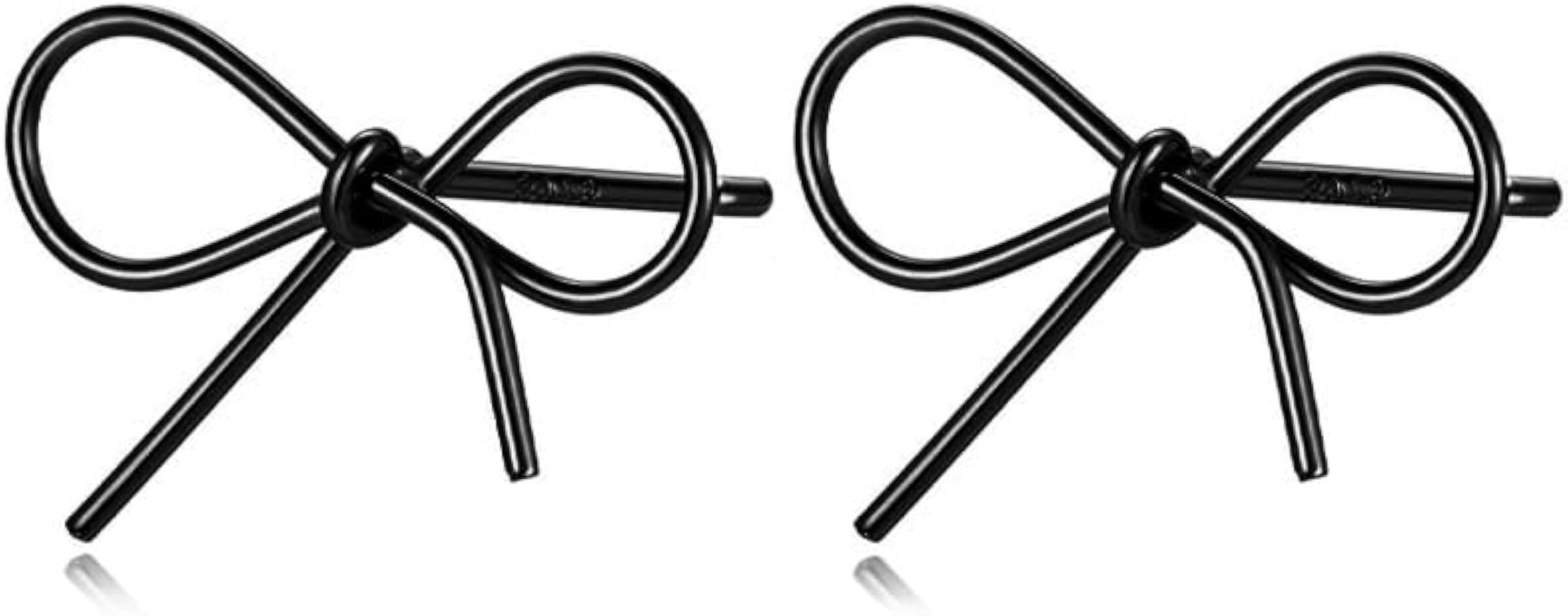 Reffeer Solid 925 Sterling Silver Bow Stud Earrings for Women Girls Ribbon Stud Earrings Bowknot | Amazon (US)