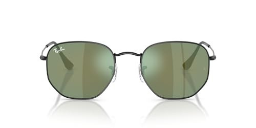 Ray-Ban RB3548N Hexagonal Flat Lens Hexagonal Sunglasses, Black/Grey Mirrored Blue/Green, 51 mm | Amazon (US)