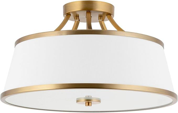 Kira Home Zoey 17.5" Modern 3-Light Semi-Flush Mount Ceiling Light Fixture + White Fabric Shade, ... | Amazon (US)