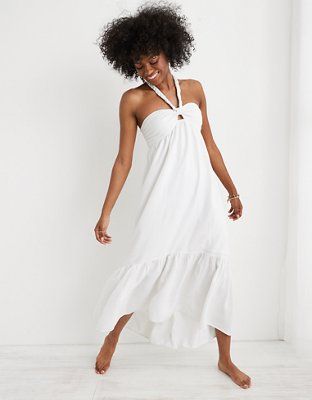 Aerie High Low Halter Maxi Dress | American Eagle Outfitters (US & CA)