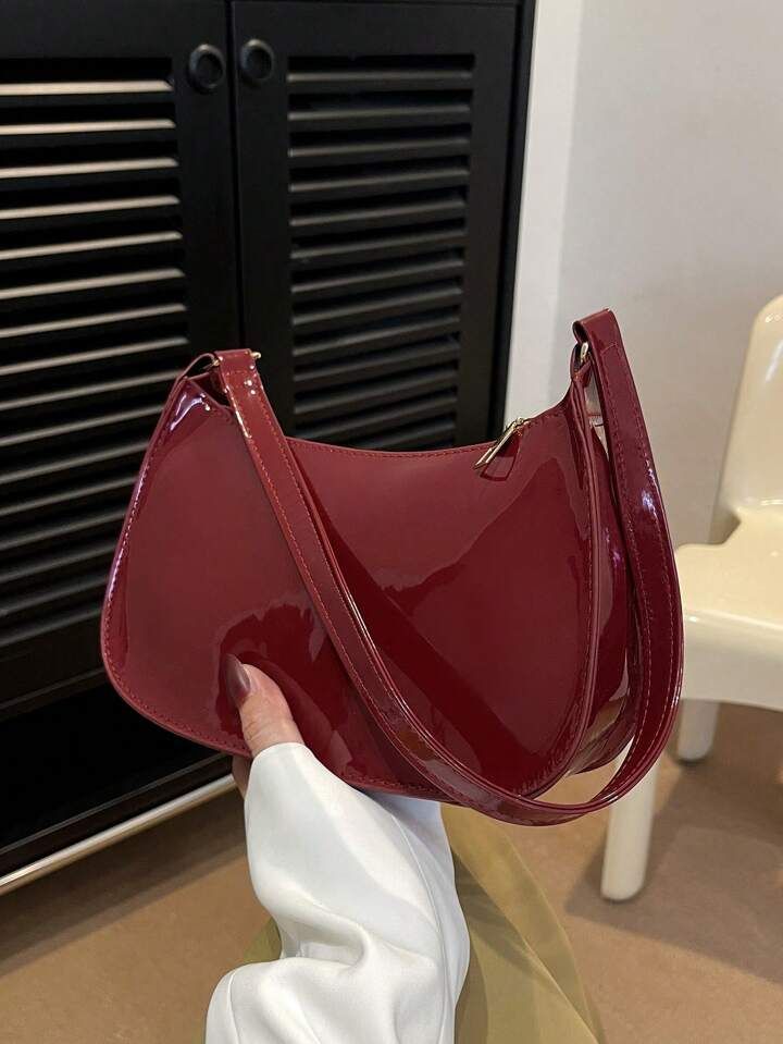 Solid Color Minimalist Lightweight Shoulder Bag , Burgundy Bag, Bag, & New Year Ideal Gift | SHEIN