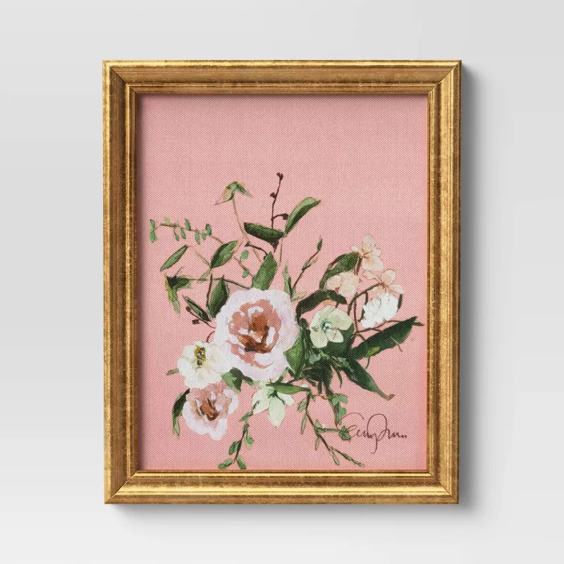8" x 10" Mauve Floral Framed Wall Canvas - Threshold™ | Target