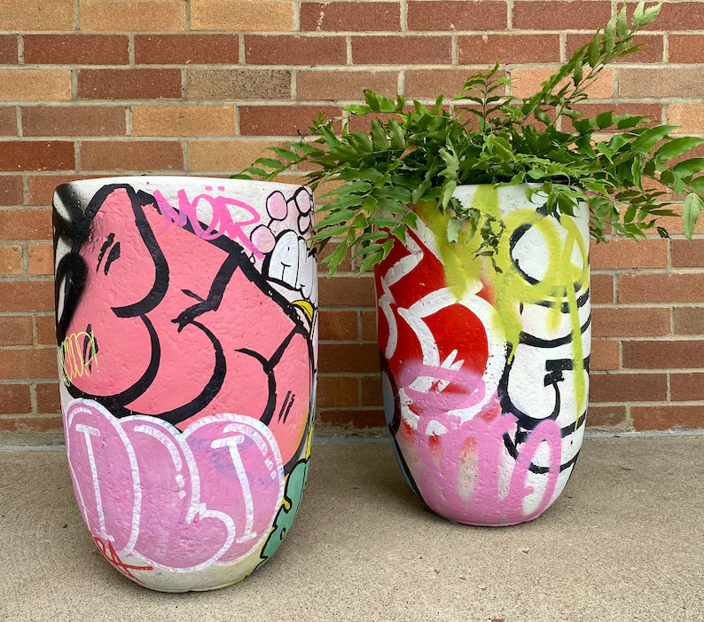 Planter / Plant Pot / Graffiti / Handmade Gift / Unique Gift / Personalized / Personalized Gift /... | Etsy (US)