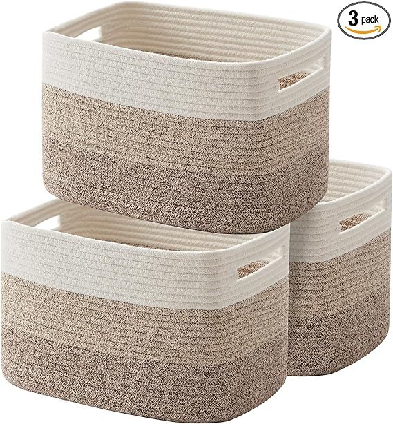 OIAHOMY Storage Basket, Woven Baskets for Storage, Cotton Rope Basket for toys,Towel Baskets for ... | Amazon (US)