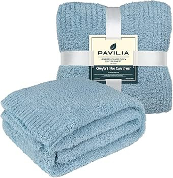 PAVILIA Plush Throw Blanket, Fluffy Textured Fleece Throw, Super Soft Cozy Microfiber Blanket for... | Amazon (US)