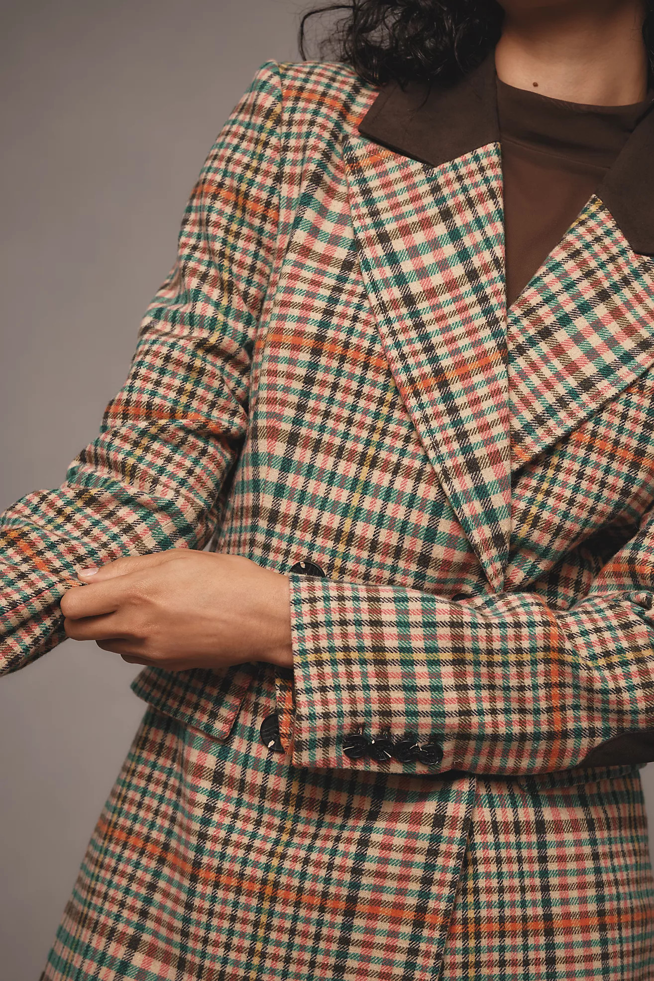 Avec Les Filles Double-Breasted Elbow-Patch Plaid Jacket | Anthropologie (US)