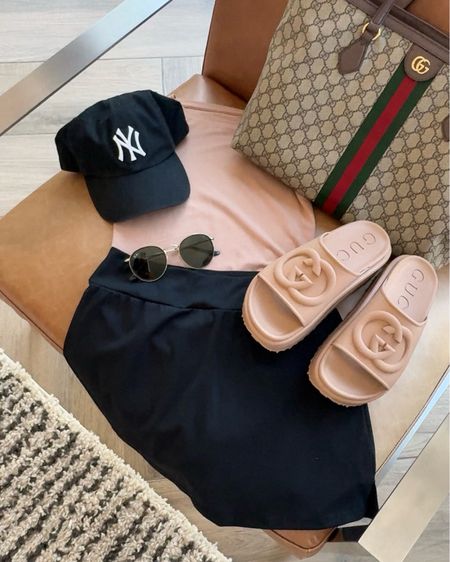 Amazon skort outfit idea 
One of my favorite and most worn skirts with built in shorts, sz small, bodysuit (pack of 5) Sz small
Gucci sandals, fav summer sandal, wear these all the time, comfortable and run tts 


#LTKStyleTip #LTKShoeCrush #LTKItBag