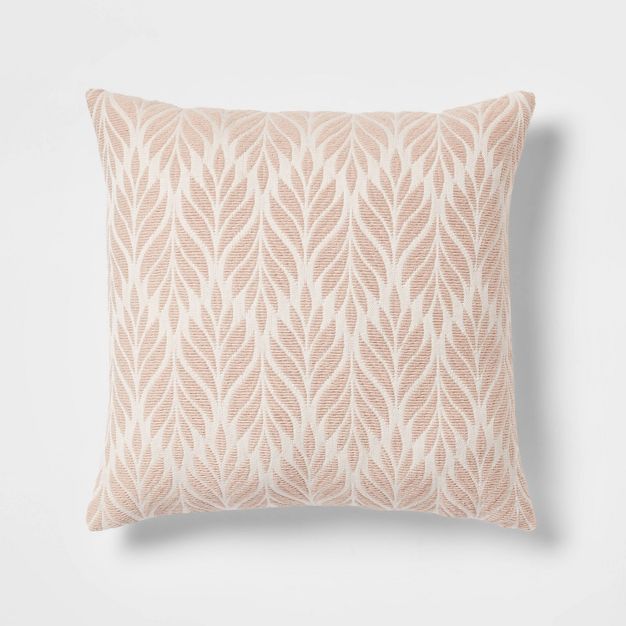Woven Botanical Square Throw Pillow Pink - Threshold&#8482; | Target