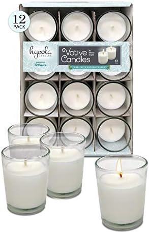 Hyoola White Votive Candles in Glass - Pack of 12 Votive Candle - 12 Hour Burn Time - Unscented V... | Amazon (US)