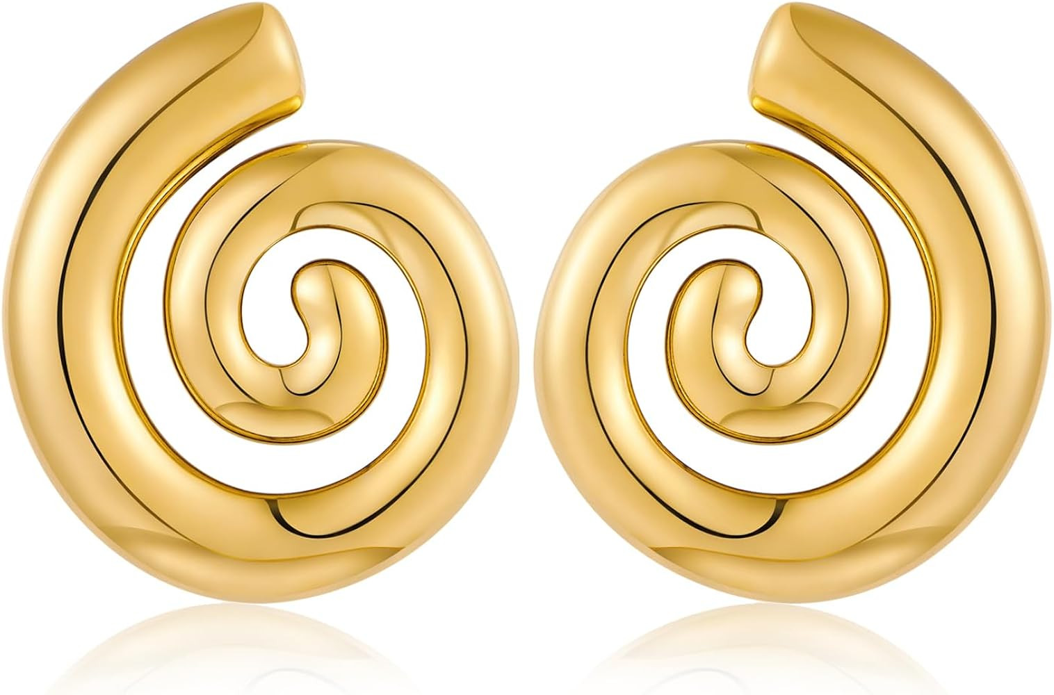 Chunky Gold Statement Earrings For Women Gold Spiral Earrings Summer Earrings | Amazon (US)