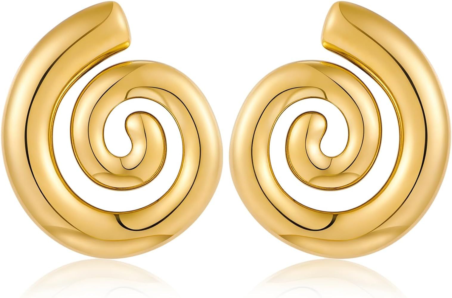 Chunky Gold Statement Earrings For Women Gold Spiral Earrings Summer Earrings | Amazon (US)