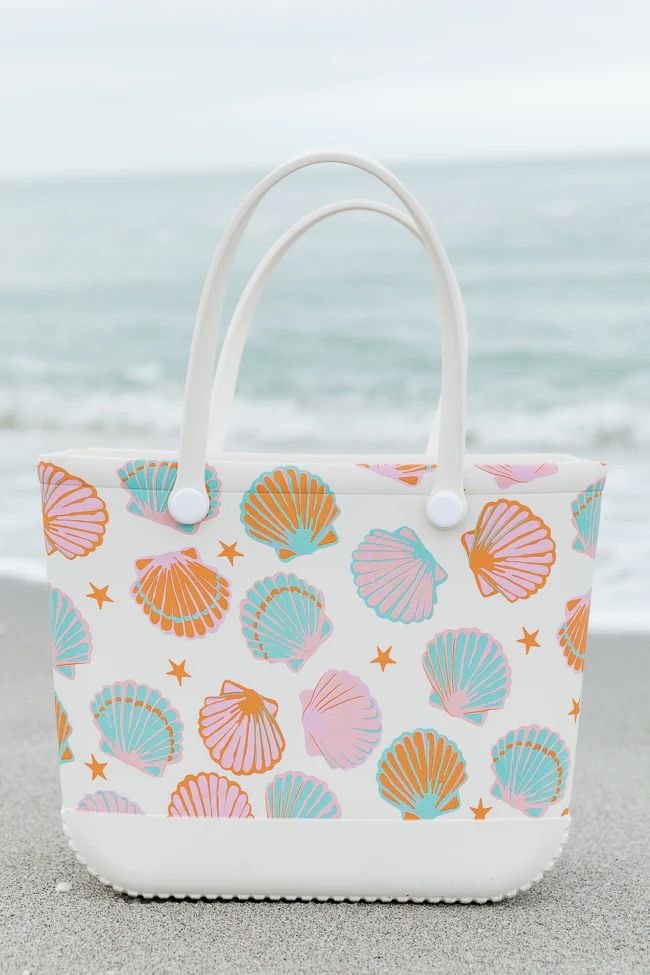 Rubber Beach Tote Bag in Shell Yeah | Pink Lily