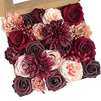 Roses Artificial Flowers Pink Bouquets Box Set for DIY Bridal Wedding Shower Decorations Fake Flo... | Amazon (US)
